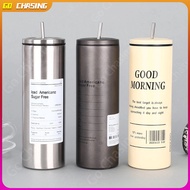 600ML/20OZ High Cylindrical Glass Stainless Steel Vacuum Water Heat-Cold Storage With Straw American