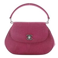 二手 Chanel Mini Coco Handle 手提包，派對包，棉質，義大利製造，粉紅色，旋鎖，女士款。