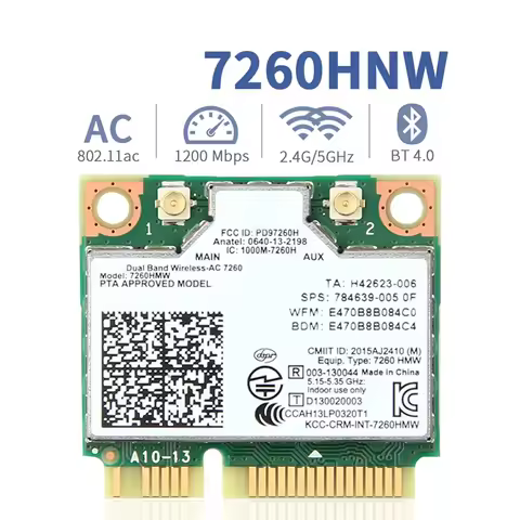 7260 7260HMW Mini PCI-E 7260 2.4G/5Ghz Wlan Bluetooth 4.0 802.11ac/a/b/g