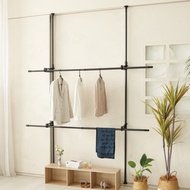 頂天立地雙桿伸縮掛衣架(黑/白)