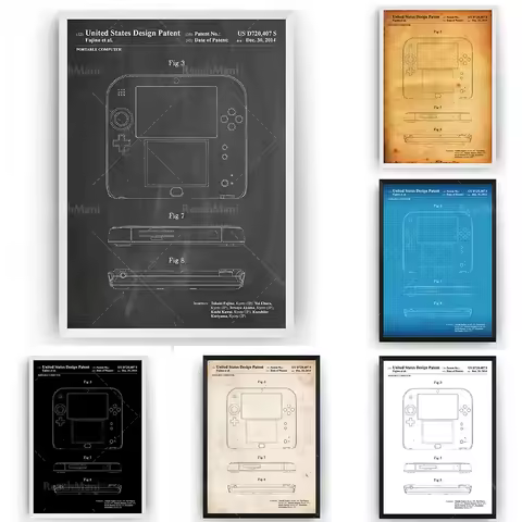 Game Boy 2DS 2014 patent printing, game wall art game player poster