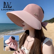 LouisWill Women Summer Cap Half Empty Top Large Brim Summer Visor Cap Women High Ponytail Baseball C