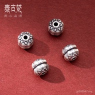 Old Pattern 10mm Spacer Beads Barrel Beads Handmade 999 Accessories Pure Silver 3D Bracelet diy Silv
