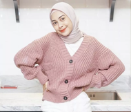 Natali Cardy / All Size Warna [ Dusty Pink  Burgundy  White ] / Cardigan Rajut Wanita / Cardigan Cro