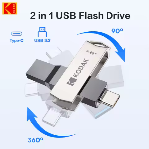 KODAK 256G USB3.2 Type-C 2 IN1 USB Flash Drive for Phone and Computer Original Pen Drive 128GB 64GB 
