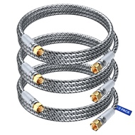 Coaxial Cable 3 Feet, 3 Pack, Durable Nylon Braided Black and White Coaxial Cable Wire, RG6 Coax Cab