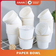 50PCS Paper Bowl Disposable Food Storage Environmentally 260cc 320cc 520cc 850cc 1000cc