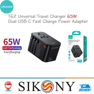 USAMS T62 65W Dual Type C USB Universal Travel Charger Power Adapter Socket Converter Wall Charger F