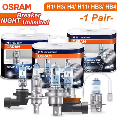 OSRAM Night Breaker Unlimited H1 H11 H4 H3 HB3 HB4 55W 12V +110% Bright White Car Headlight Genuine