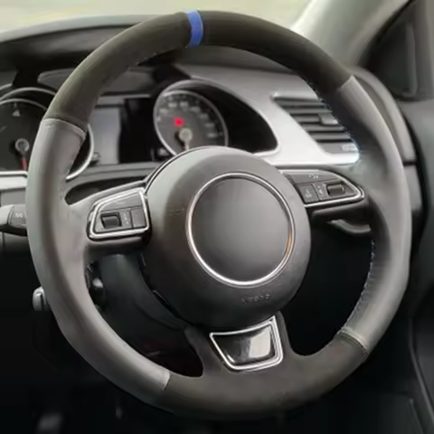 Hand-Stitched Suede Leather Car Steering Wheel Braid Cover For Audi A1 A3 A4 2015-2016 A7 2012-2018 