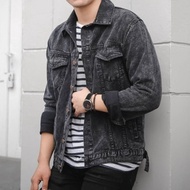 VCRL - Jaket Jeans Pria Denim Black Sanwash Original Terbaru 2033 / Jaket Jeans Pria Distro / Jaket 