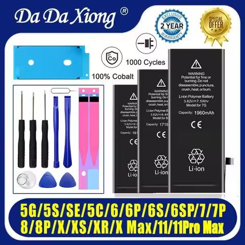 High Quality 0 Cycles Battery For iPhone SE 2 4 4S 5 5S 5C 6 6S 7 8 Plus X XR XS 11 Pro Max 7P For i