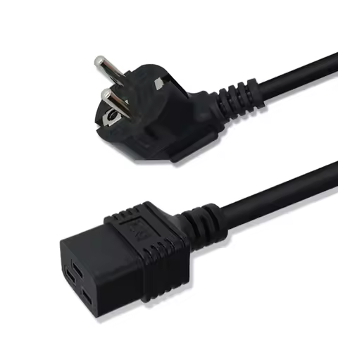 IEC 320 C19 to EU Schuko 2 Prong Plug Extension Cord for UPS PDU, Connected to C19 AC Power Cable Ad