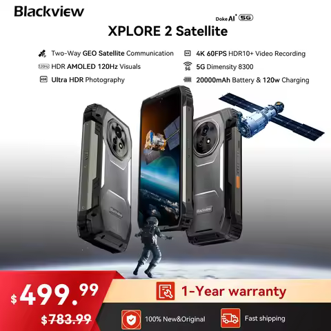 Blackview XPLORE 2 Satellite Rugged Smartphone, Android 15, 20000mAh Battery,6.73" 2.4K 120Hz Displa