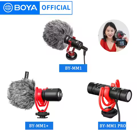 BOYA Condenser Shotgun Microphone Professional Studio Mini Mic with Shock Mount for iphone Android P