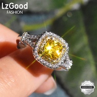 3 carat PT950 platinum imported yellow diamond square ring