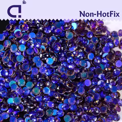 DUCRYSTAL 1440Pcs/Pack Crystal Stone Non Hot Fix Flatback Aurora Glass Rhinestone For Nail Art&Craft