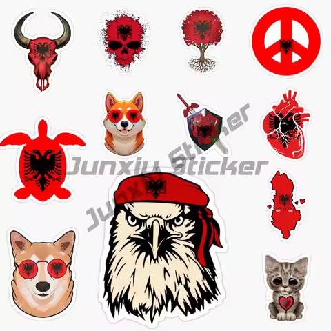 AL Albania Flag National Emblem Eagle Creative Sticker for Decorate Car Van Bicycle Truck Wall Windo
