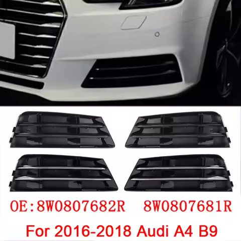 ABS Black Car Front Bumper Fog Light Cover Lower Bezels Grill for Audi A4 B9 2016-2018 8WD807681 8WD