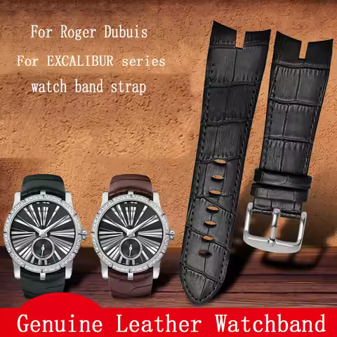 Genuine Leather Watchband 26mm For Roger Dubuis For EXCALIBUR series watch band strap 42mm dial RDDB
