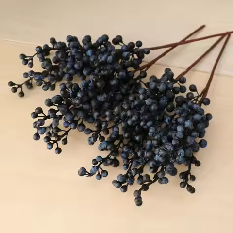 Red Berries 5 Heads Festive New Year Party Home Decor Christmas Decoration Artificial Flower Fake Fl