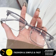 (JIUERBA) Vintage Metal Eyebrow Frame Eyeglasses Women Rectangular Half Frame Small Frame Eyeglasses