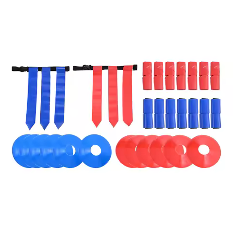 Adjustable Flag Football Belts with Flags & Marker Discs Cones & Storage Bag Set for Youth Adults So