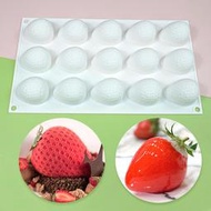 新15連半立體草莓慕斯蛋糕模具法式甜點巧克力烘焙蛋糕裝飾模具