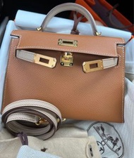 Hermes mini Kelly 風衣灰拼金金 vip so