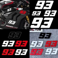 Reflective 93 Number Sticker Waterproof Decor Motorcycle Motor Bike Scooter Body Helmet Sticker Accessories Vinyl Decal for YAMAHA NMAX V2 XMAX 300 Aerox 155 R15 Y16ZR Y15ZR LC135
