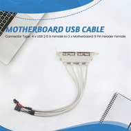 ReadyStock-Dual Motherboard 9Pin Header to 4Port USB 2.0 Female Cable PCI Bracket