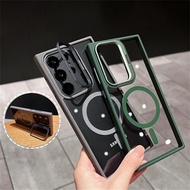 Luxury Invisible Lens Stand Magnetic Phone Case For Samaung Galaxy S24FE S25 S24 S23 S22 Ultra Plus 