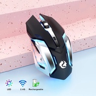 GOOJODOQ 【Malaysia Spot】 Gaming Mouse Rechargeable Wireless Mouse - 2.4Ghz 1600 DPI with LED Automat