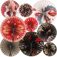 gisgfim Hiasan Parti Hibachi Jepun 18 PCS Kipas Kertas Gaya Jepun Dua Sisi Hiasan Gantung untuk Hias