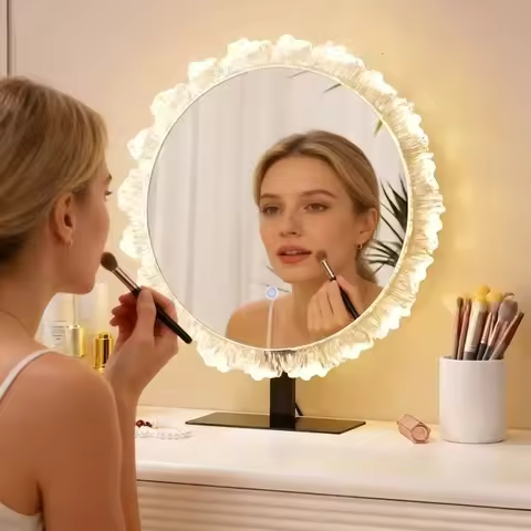 Smart Crystal Mirror High Value with Light High Definition Vanity Mirror Makeup Mirror Luminous Phot