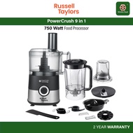 Russell Taylors FP6 Food Processor PowerCrush 9-in-1 1.5L 750W Blender , Kneader , Slicer , Grinder