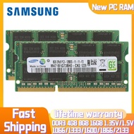 【จัดส่งฟรี】Samsung DDR3/DDR4 RAM 4GB 8GB 16GBแล็ปท็อป 1333/1600/2133/2400/2666MHz SODIMMหน่วยความจำโ