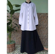 SETELAN BAJU KERJA PNS GURU HITAM PUTIH ROK TUNIK TOYOBO FODU