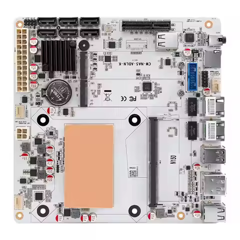 6-Bay i3-N355 N305 N150 N100 Firewall NAS Motherboard 1*PCIEx4 2*Intel i226-V 2.5G 2*M.2 NVMe 6*SATA