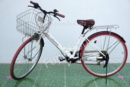 จักรยานแม่บ้านญี่ปุ่น - ล้อ 26 นิ้ว - มีเกียร์ - พับได้ - สีขาว [จักรยานมือสอง]