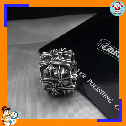 Vintage Square Burial Cross Ring Hip Hop Fashion Ring Cuban Domineering Old Men's