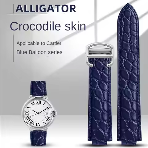 Crocodile Leather Watch Strap for Cartier Blue Balloon WSBB0025 W69012Z4 Polo Men's Women's Watchban
