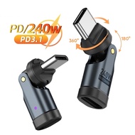 AUFU 540 Rotation PD240W USB3.1 Usb C to Type C OTG Adapter 5A Fast Charge Cable Converter for iPhon