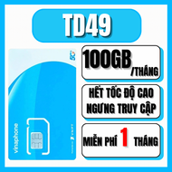 ( CHỈ 49K/THÁNG ) Sim 4G 5G Vina Gói TD49 - Tặng 100GB data Tốc độ cao Dùng Mạng Thả Ga - Miễn Phí