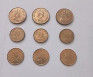 ($138/9個) 英女皇(大) [一毫]＆[五仙] (1978-1979年) ＆ 英女皇 [一毫] (1983-1992年)