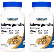 Nutricost Ashwagandha Herbal Supplement 600mg, 120 Capsules - Ashwagandha Root (2 Bottles) TPN6