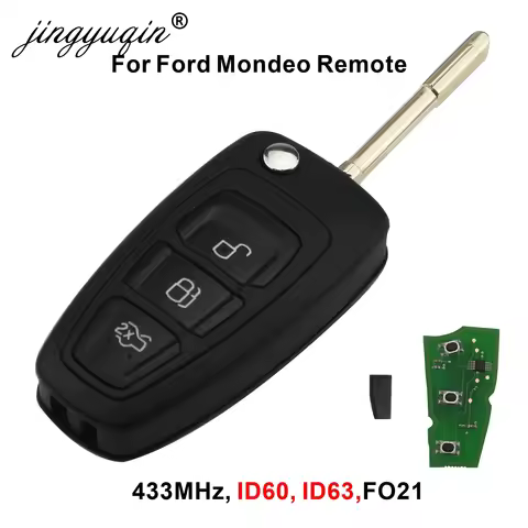 jingyuqin 3 Buttons Flip Remote Key Fob Chip 4D60 4D63 For Ford Focus Mk1 Mondeo Transit Connect 433