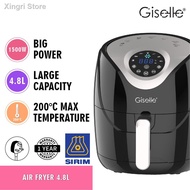 ▦♟Giselle Digital Air Fryer with Touch Control Timer Temperature - Black (1500W/4.8XL) KEA0202