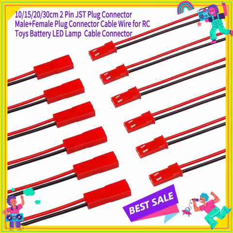 10/15/20/30cm 2 Pin JST Plug Connector Male+Female Plug Connector Cable Wire for RC Toys Battery LED
