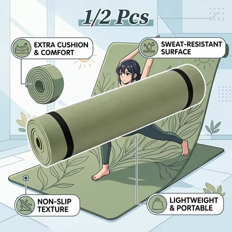 1/2Pcs Thick Yoga Mat Anti-skid Sports Fitness Mat EVA Comfort Foam Yoga Mat For Exercise Yoga And P